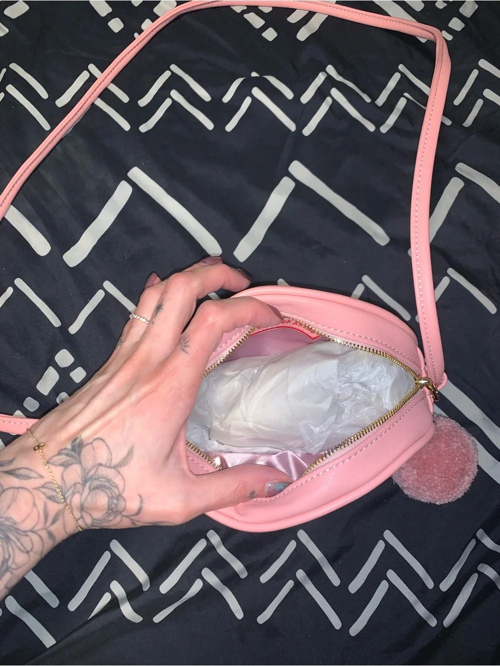 Never Worn Ban.do Leather Circle Pom Pom Crossbody Bag